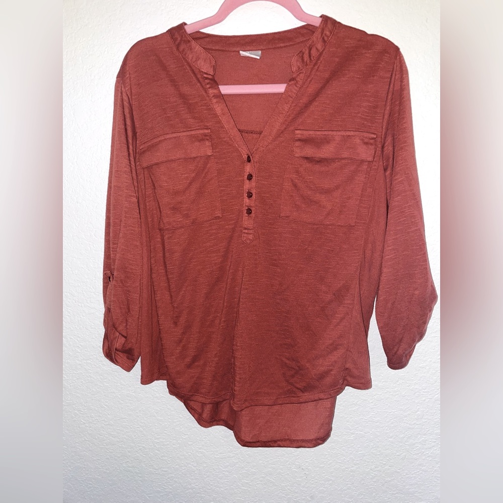 Burnt orange mid sleeve shirt Size:XL